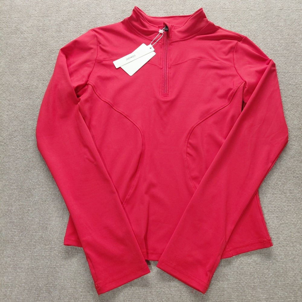 Lemon Womens 1/4 Zip Athletic Fit Pullover Workout Shirt Top Sz LARGE NEW